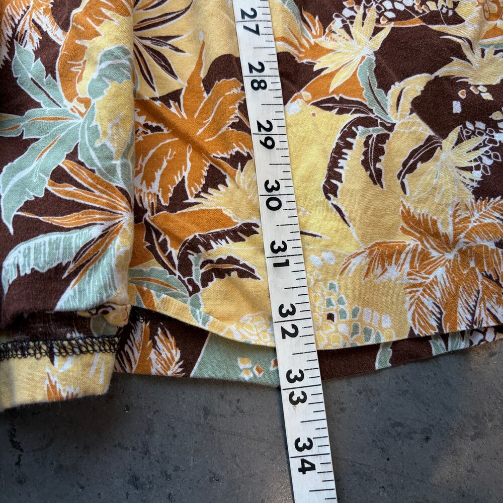 Vintage Y2k Yellow Brown Palm Floral Tropical Summer Cami Tank Top Dress Medium - Picture 4 of 5
